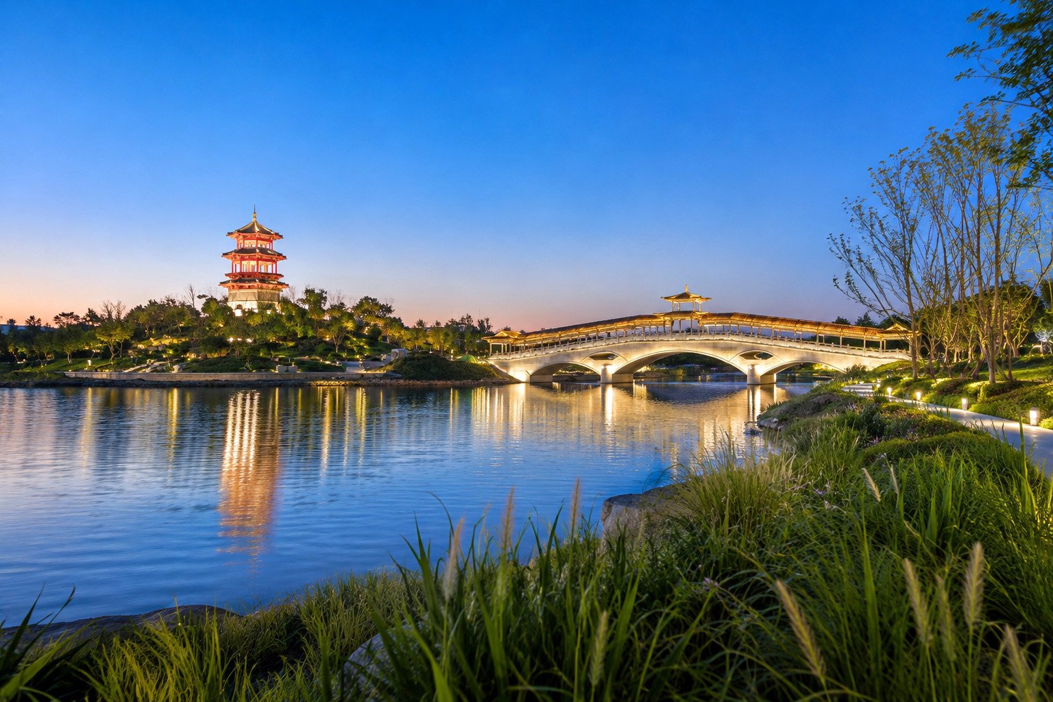 淄博玉龙湖湿地公园水景园林摄影