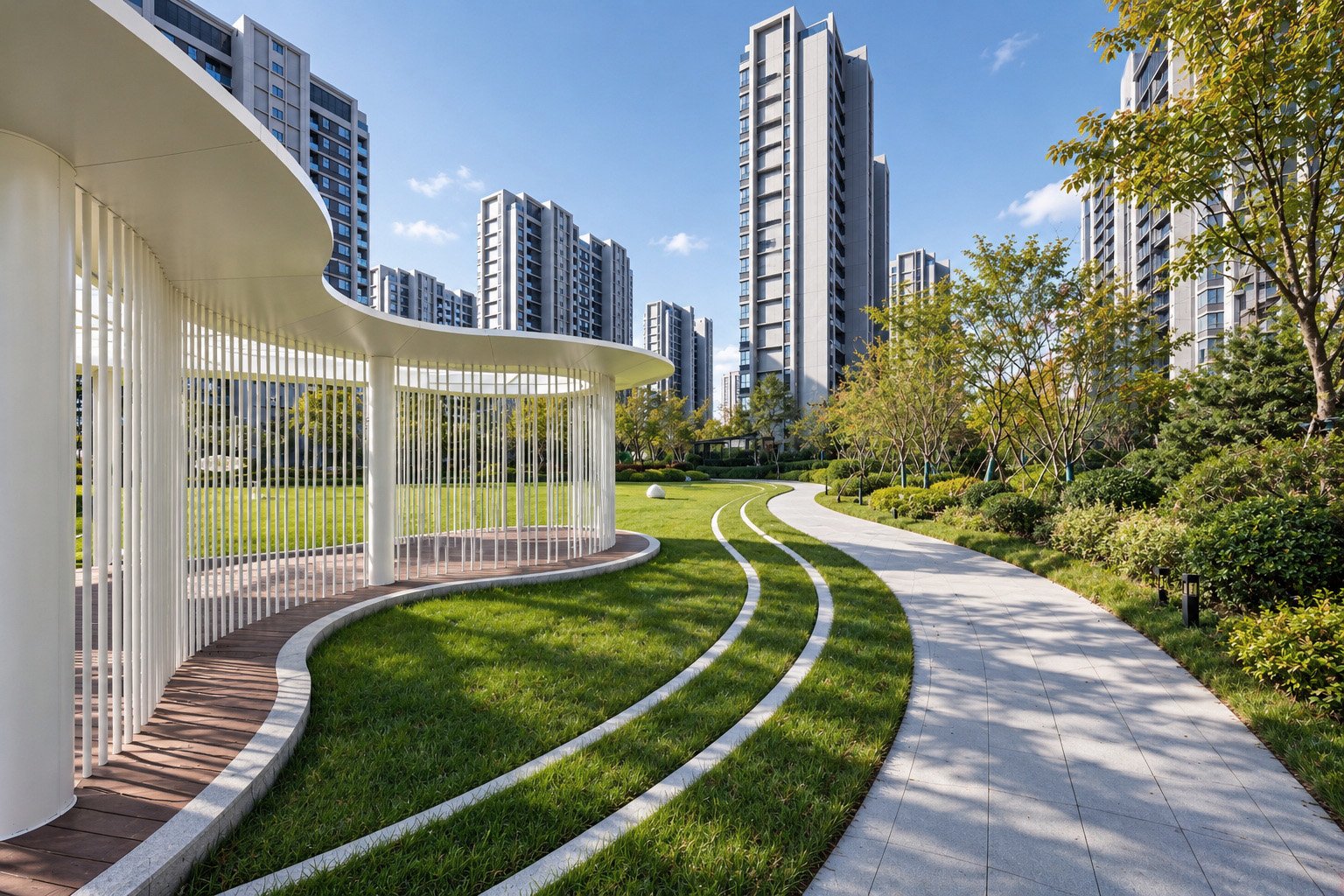 天煜风华社区景观步道与建筑摄影