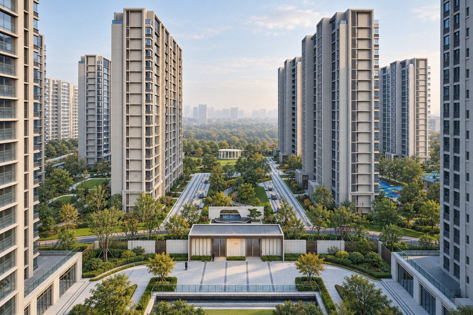 淄博天煜风华大区入口与建筑景观摄影