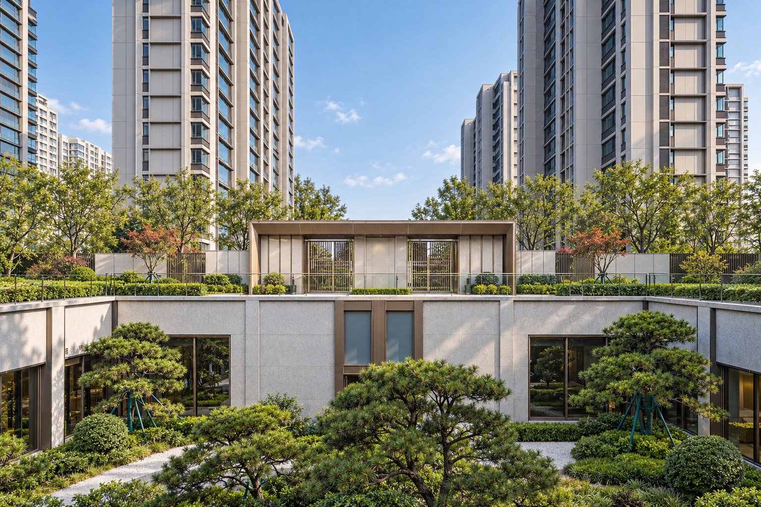 淄博天煜风华大区入口与建筑景观摄影