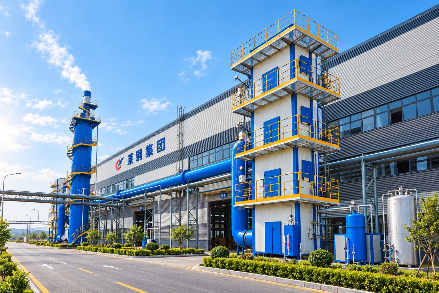 莱钢集团环保设备塔体与工业厂房建筑摄影