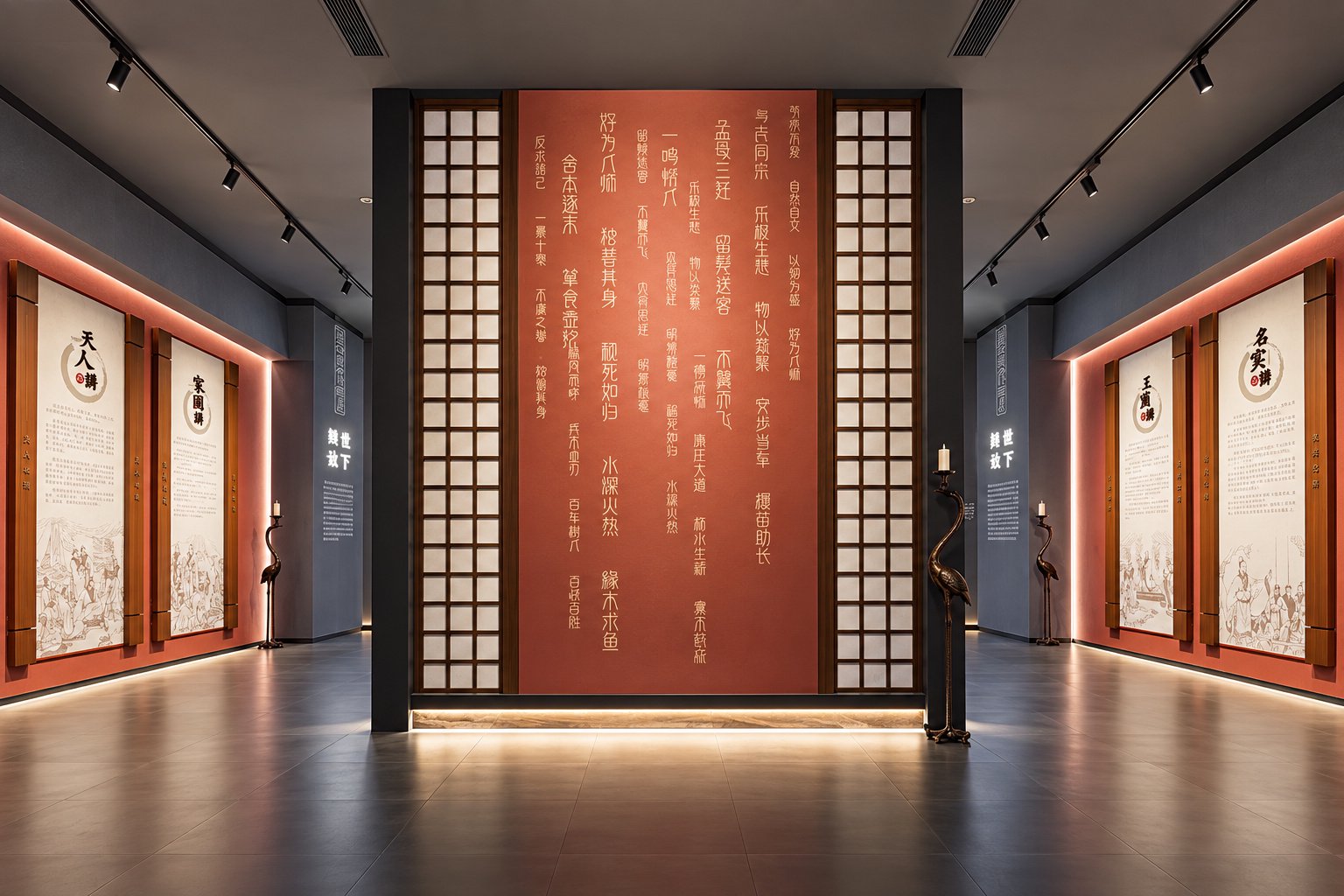 稷下学宫文展馆展厅建筑空间与灯光关系摄影