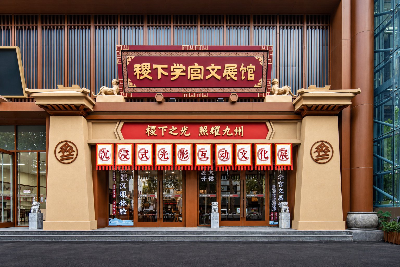 淄博稷下学宫文展馆入口建筑外观-文化展馆摄影