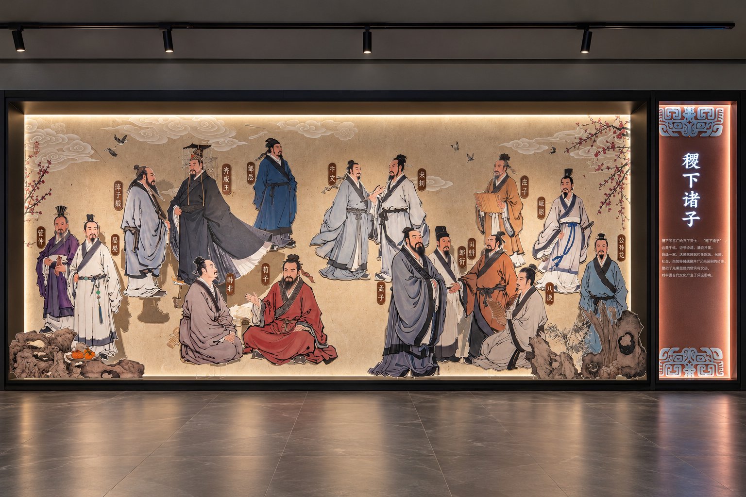 稷下学宫文展馆文化展墙与展陈灯光设计-淄博展馆摄影