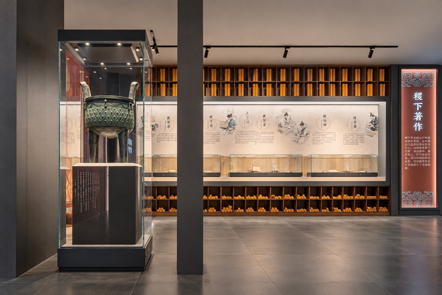 稷下学宫文展馆文化展墙与展陈灯光设计-淄博展馆摄影