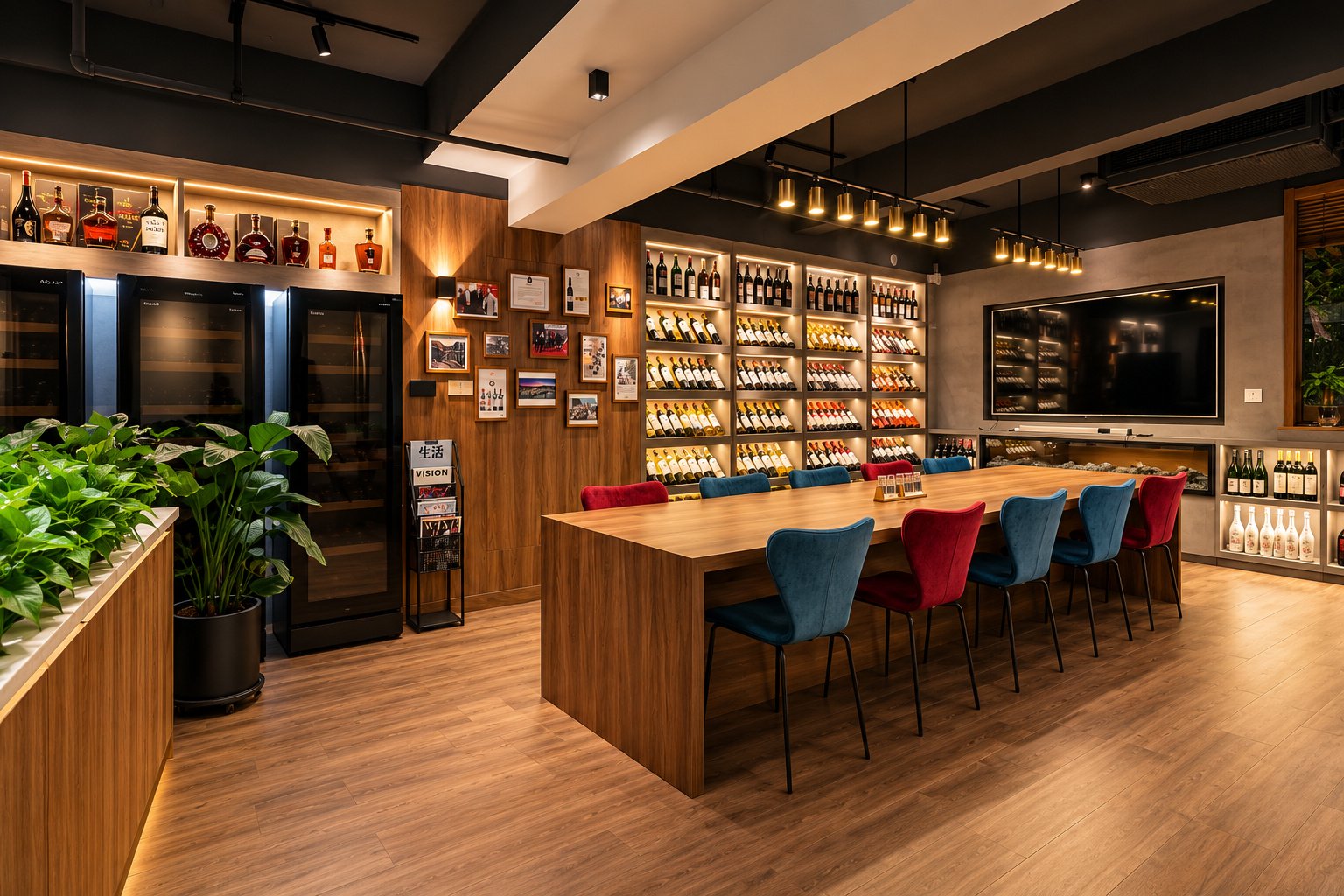 云谷林茶红酒展示柜与品鉴空间商业摄影