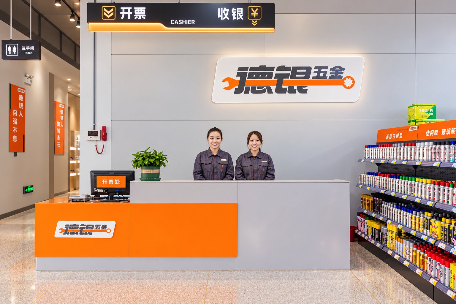 德银五金机电城收银服务台与品牌形象-淄博商业空间摄影