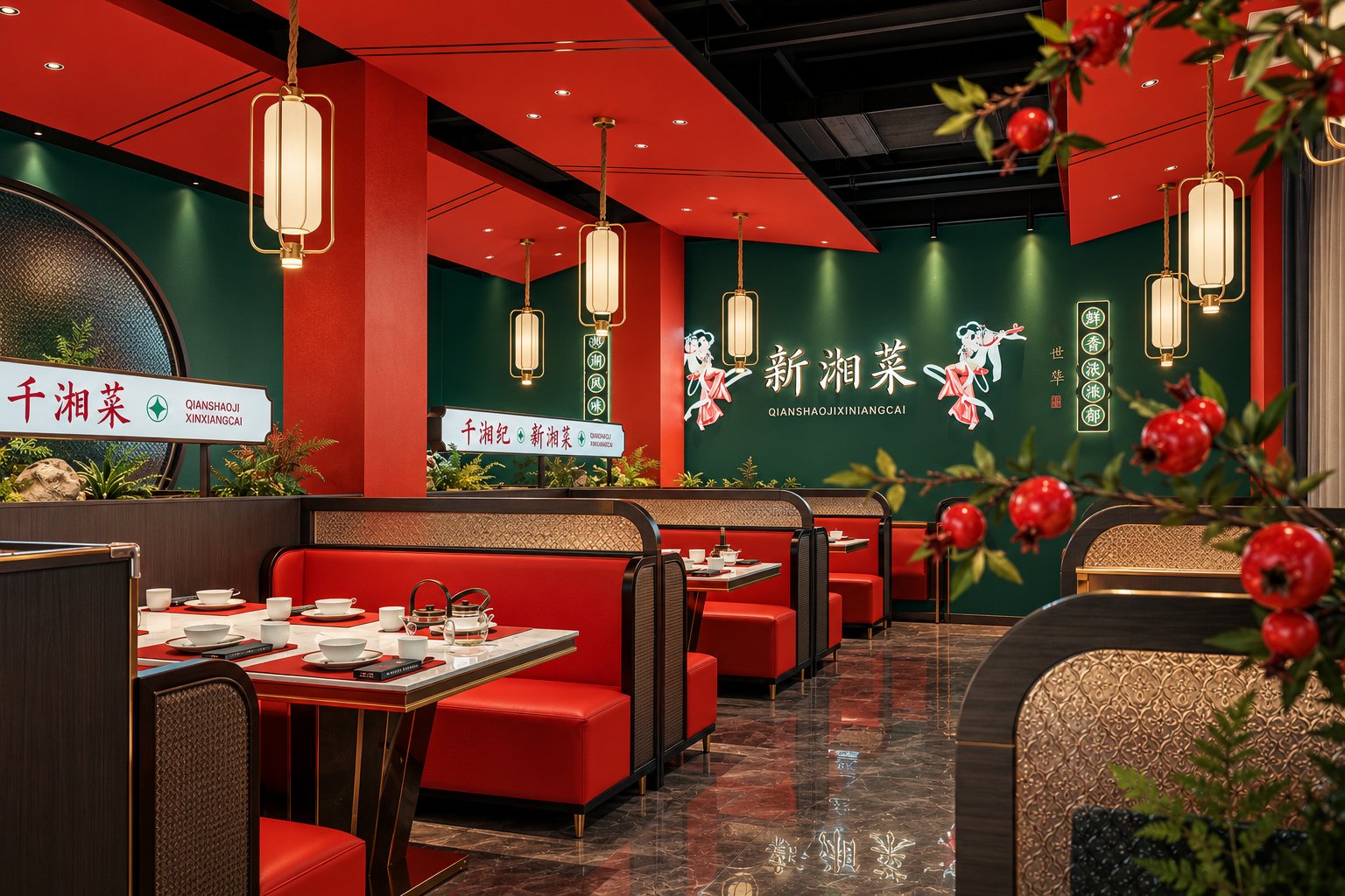 千勺记新湘菜餐厅明档与食材展示区-滨州餐饮空间摄影
