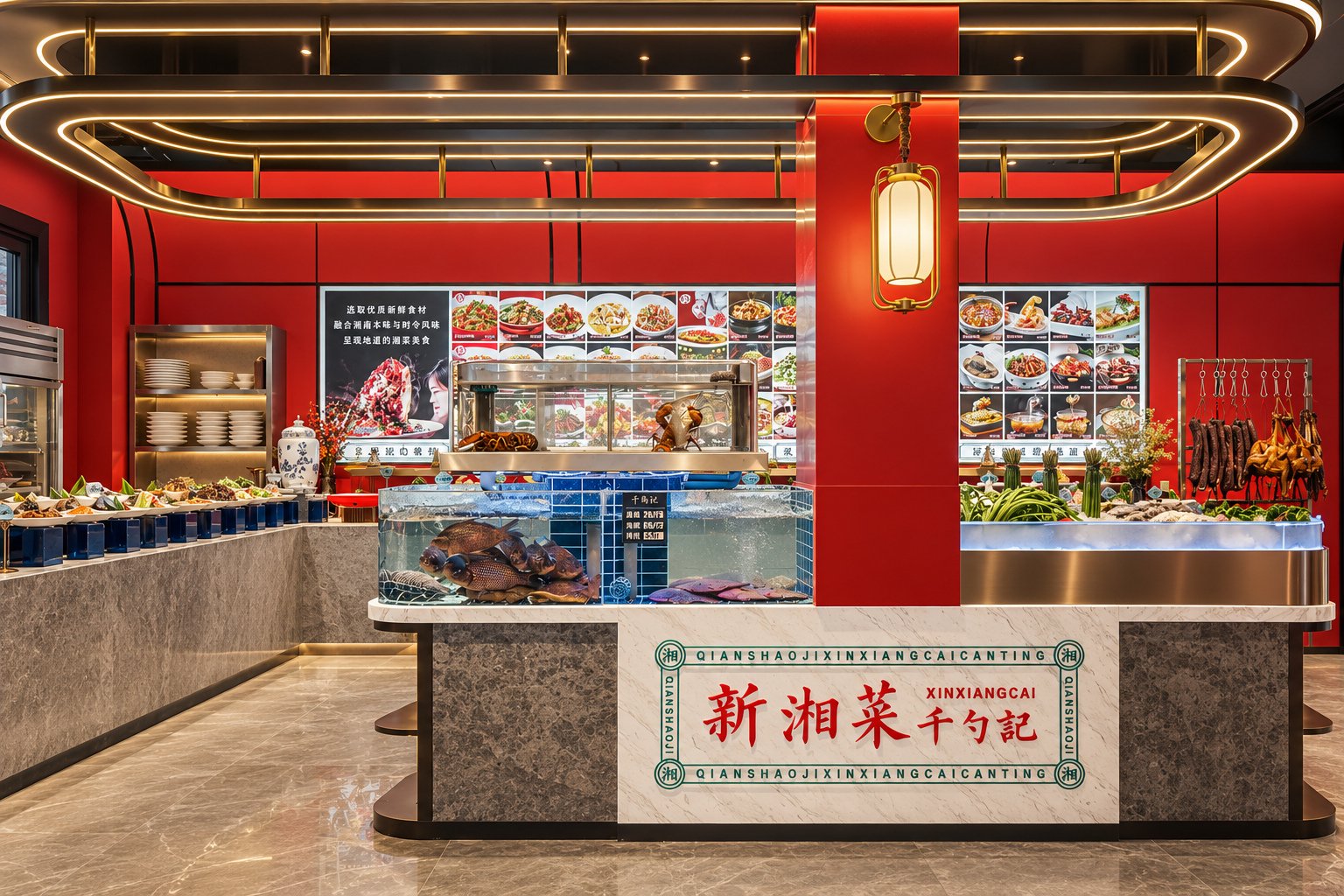 千勺记新湘菜前台传统铜质门环设计细节-餐厅空间摄影