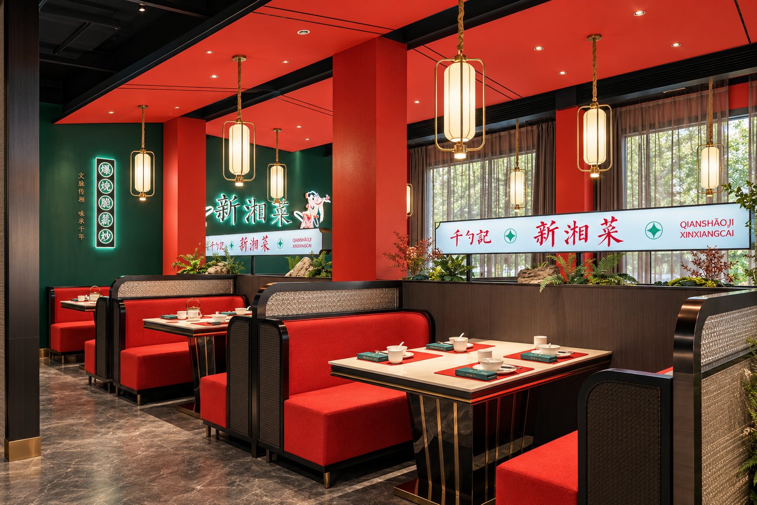 千勺记明档及食材展示区，将餐饮产品与空间设计同时纳入影像