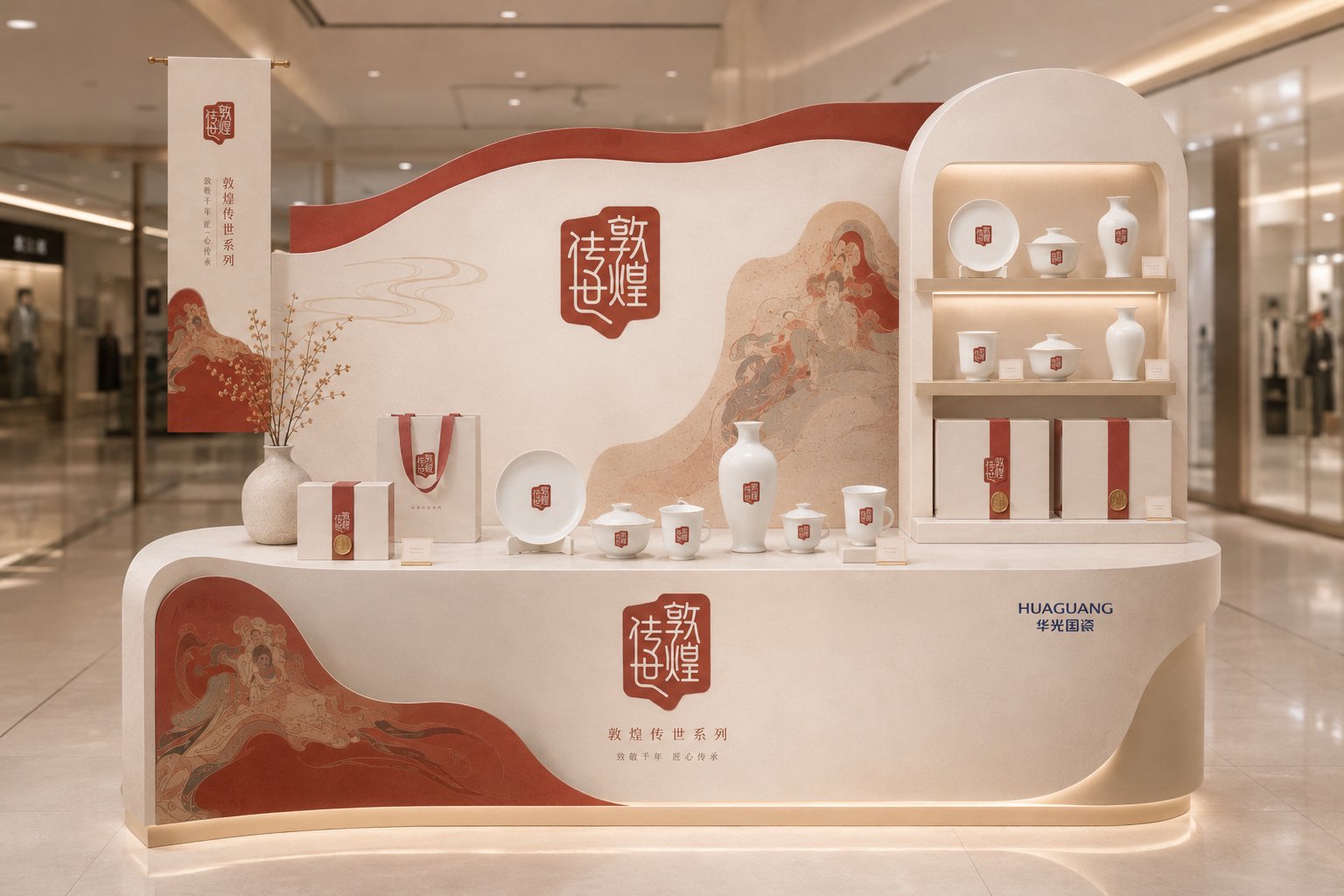 敦煌传世系列商场零售展台与品牌展示视觉设计