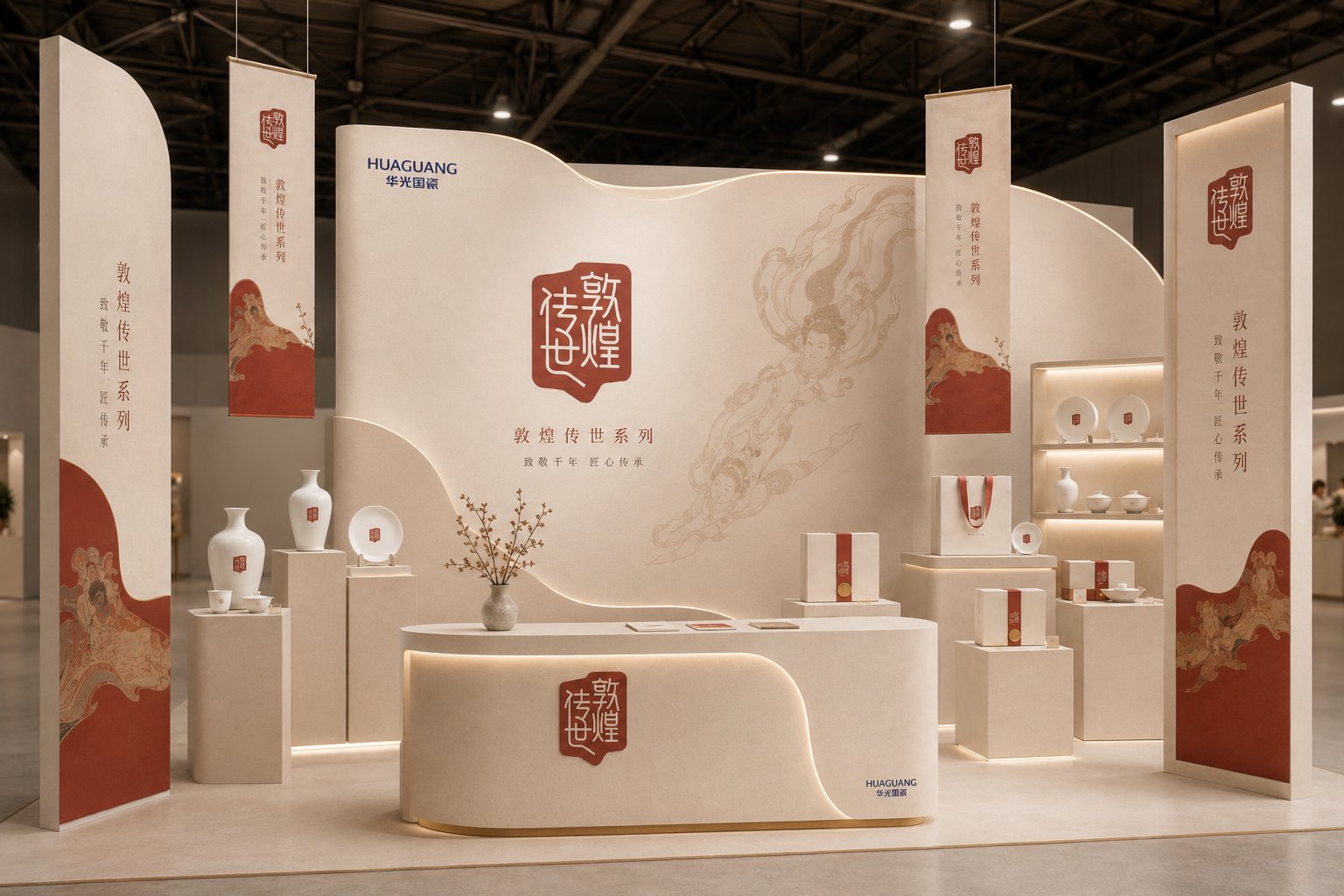 华光国瓷敦煌传世系列展会形象与品牌空间视觉设计
