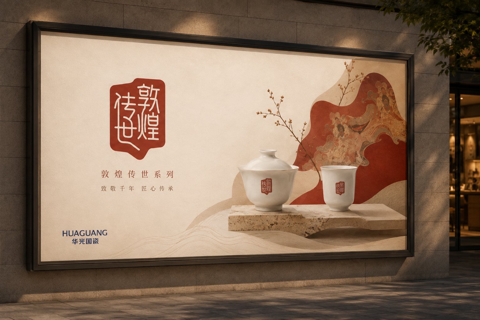 华光国瓷敦煌传世系列户外品牌广告视觉应用设计