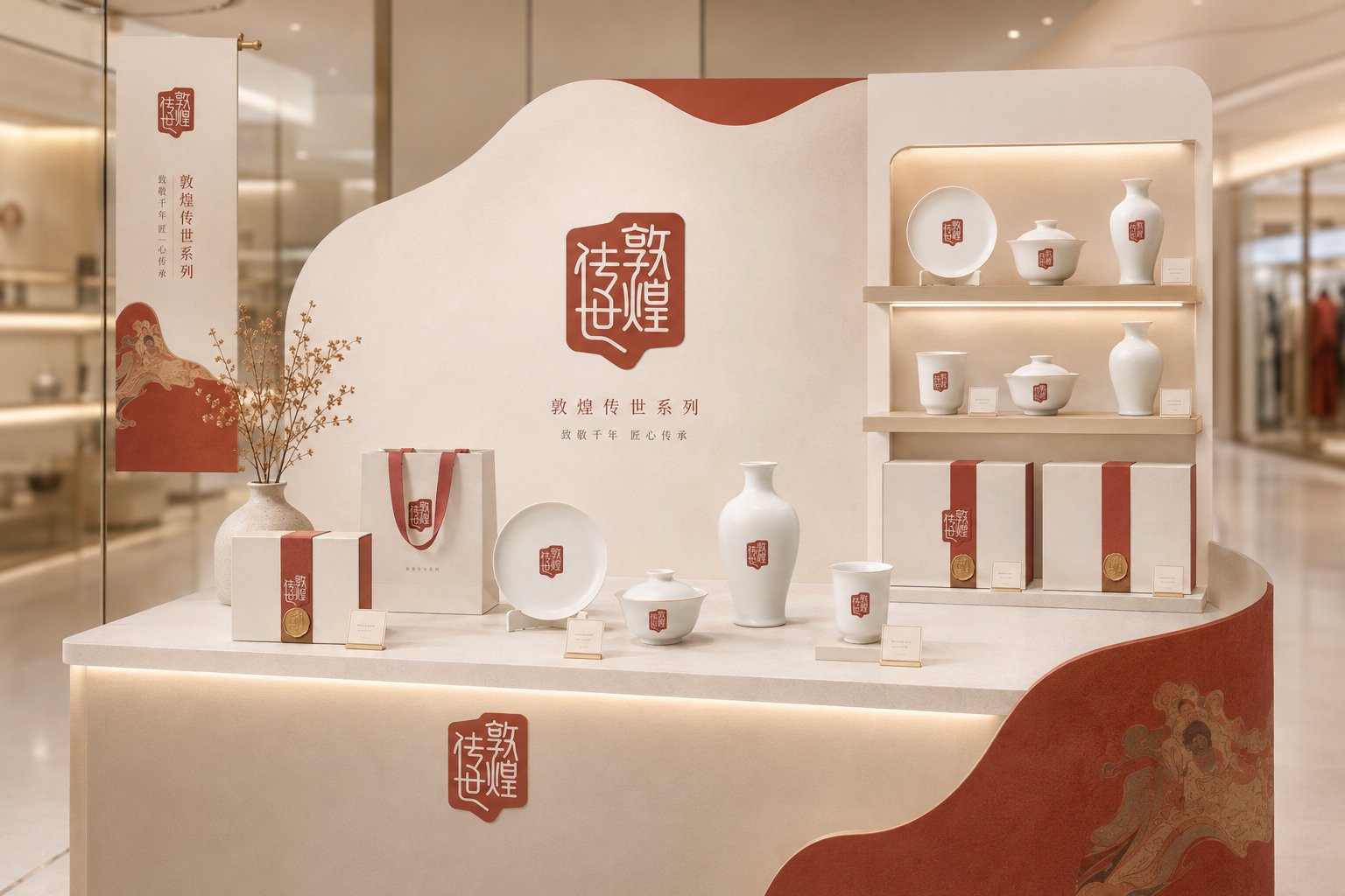 敦煌传世系列品牌展台与产品展示视觉设计效果