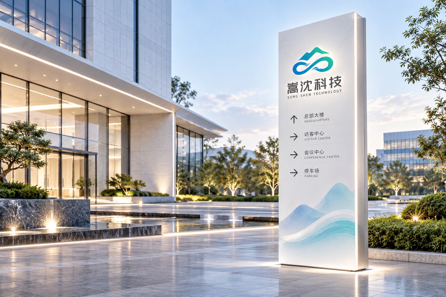 上海嵩沈科技户外导视设计,企业园区品牌精神堡垒