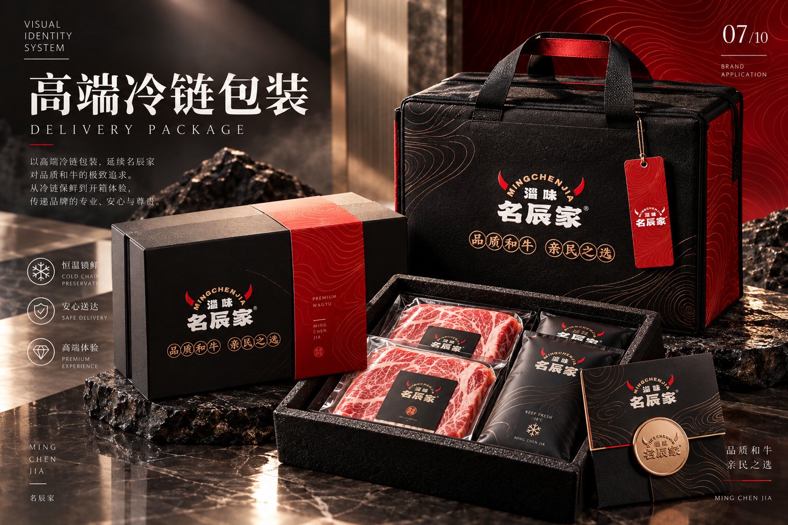 淄味名辰家和牛冷链配送箱与保温包装设计