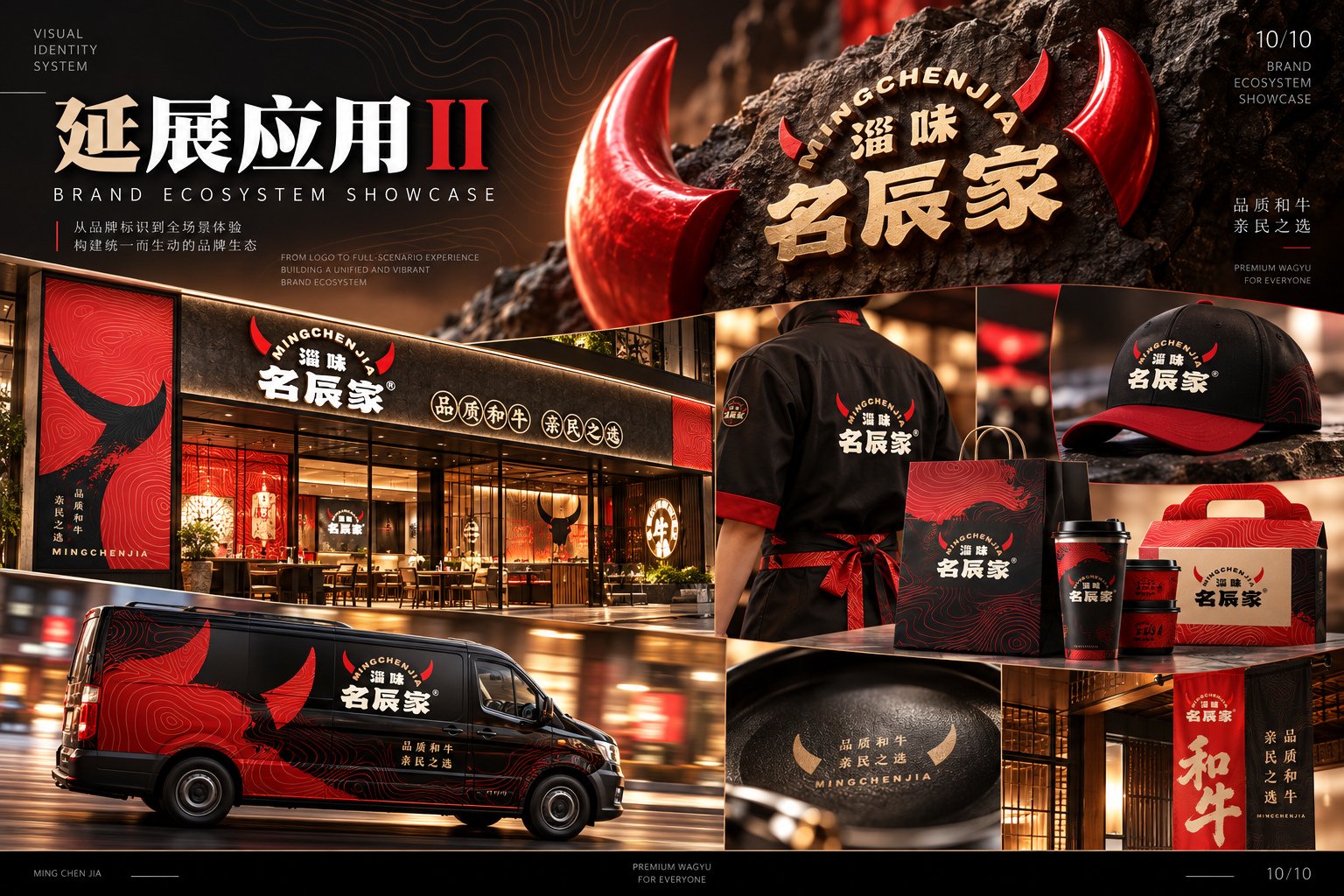 淄味名辰家和牛品牌视觉系统与全场景应用方案