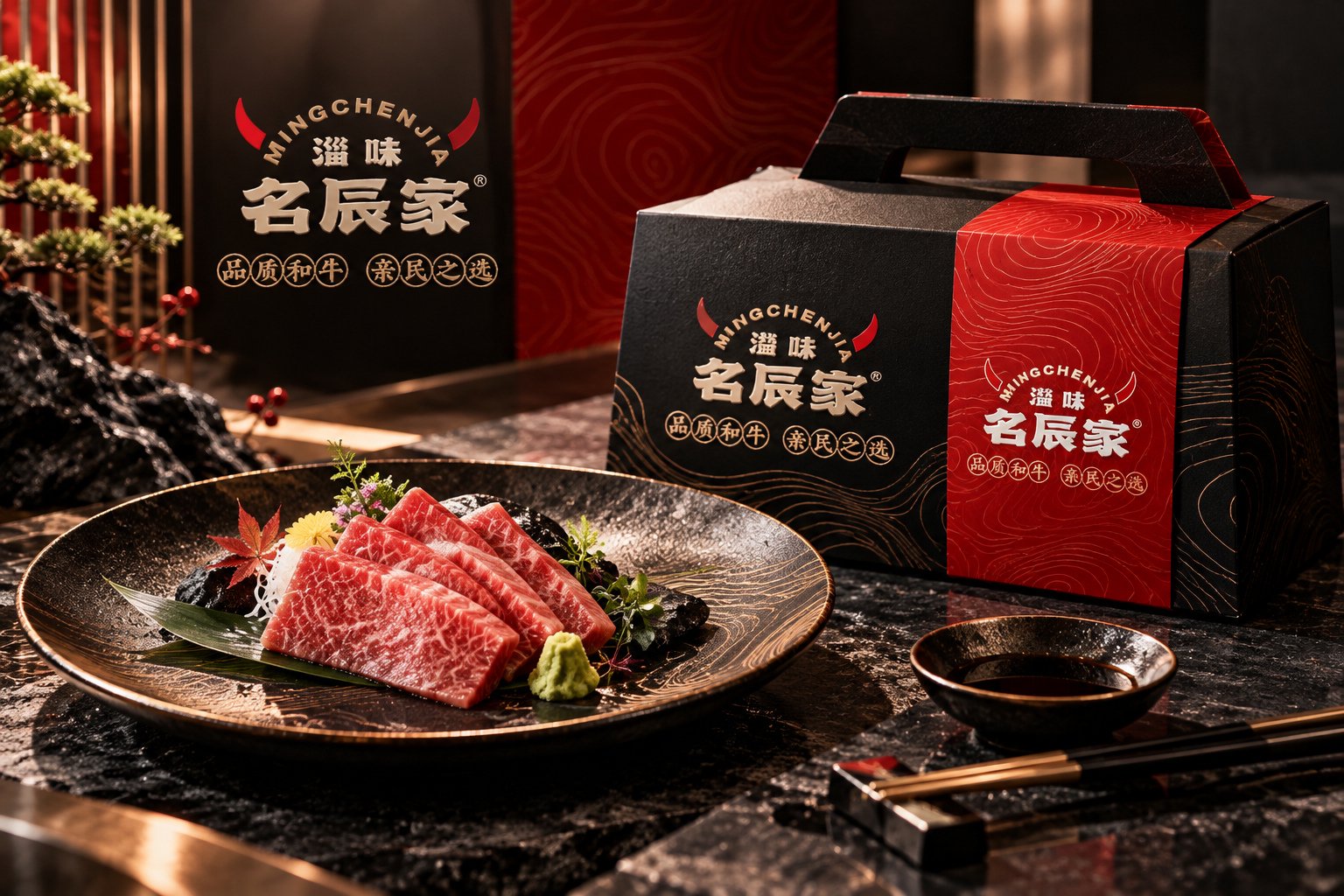 淄味名辰家和牛产品包装与品牌交付场景设计