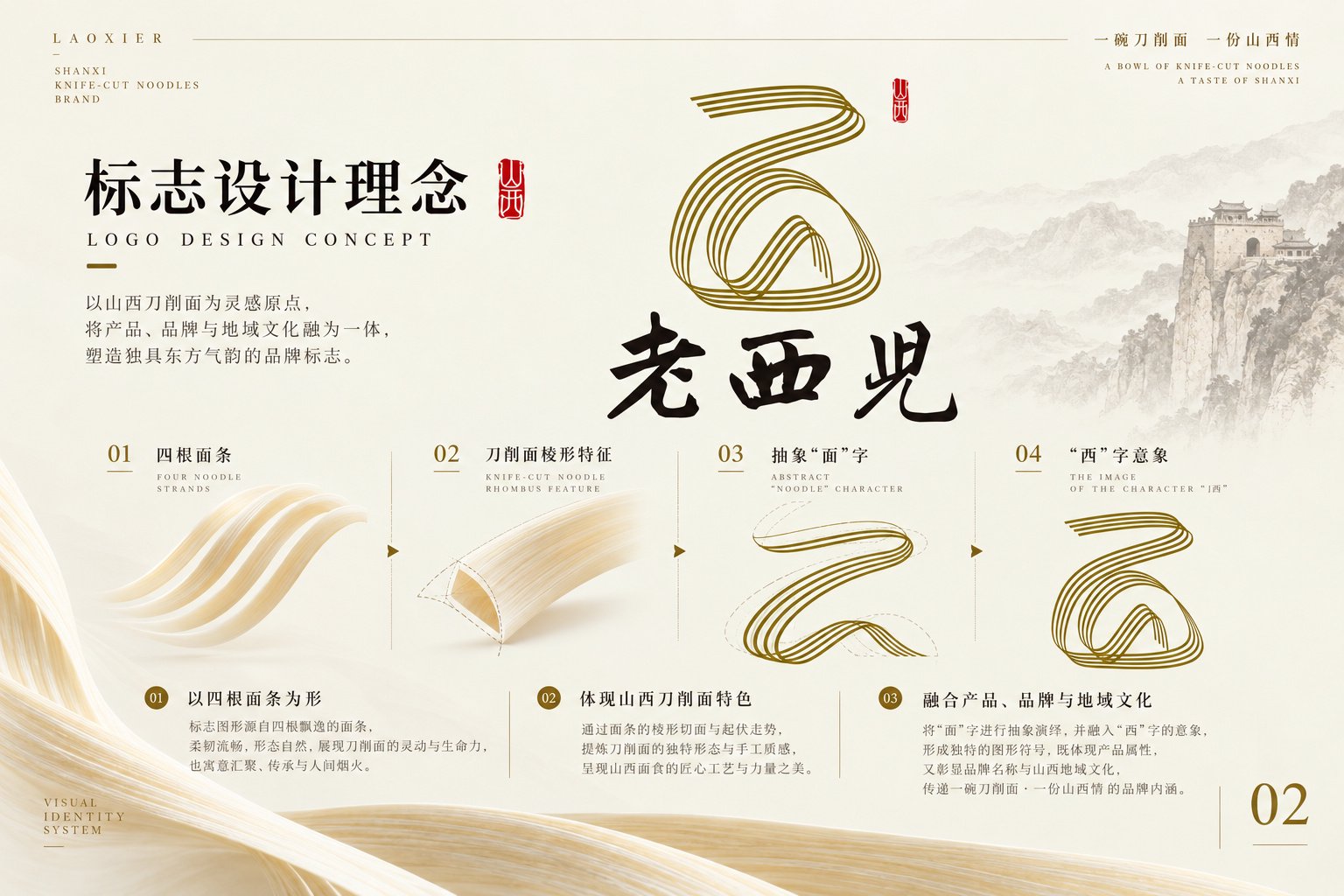 老西儿面馆Logo设计理念与山西刀削面品牌标志创意
