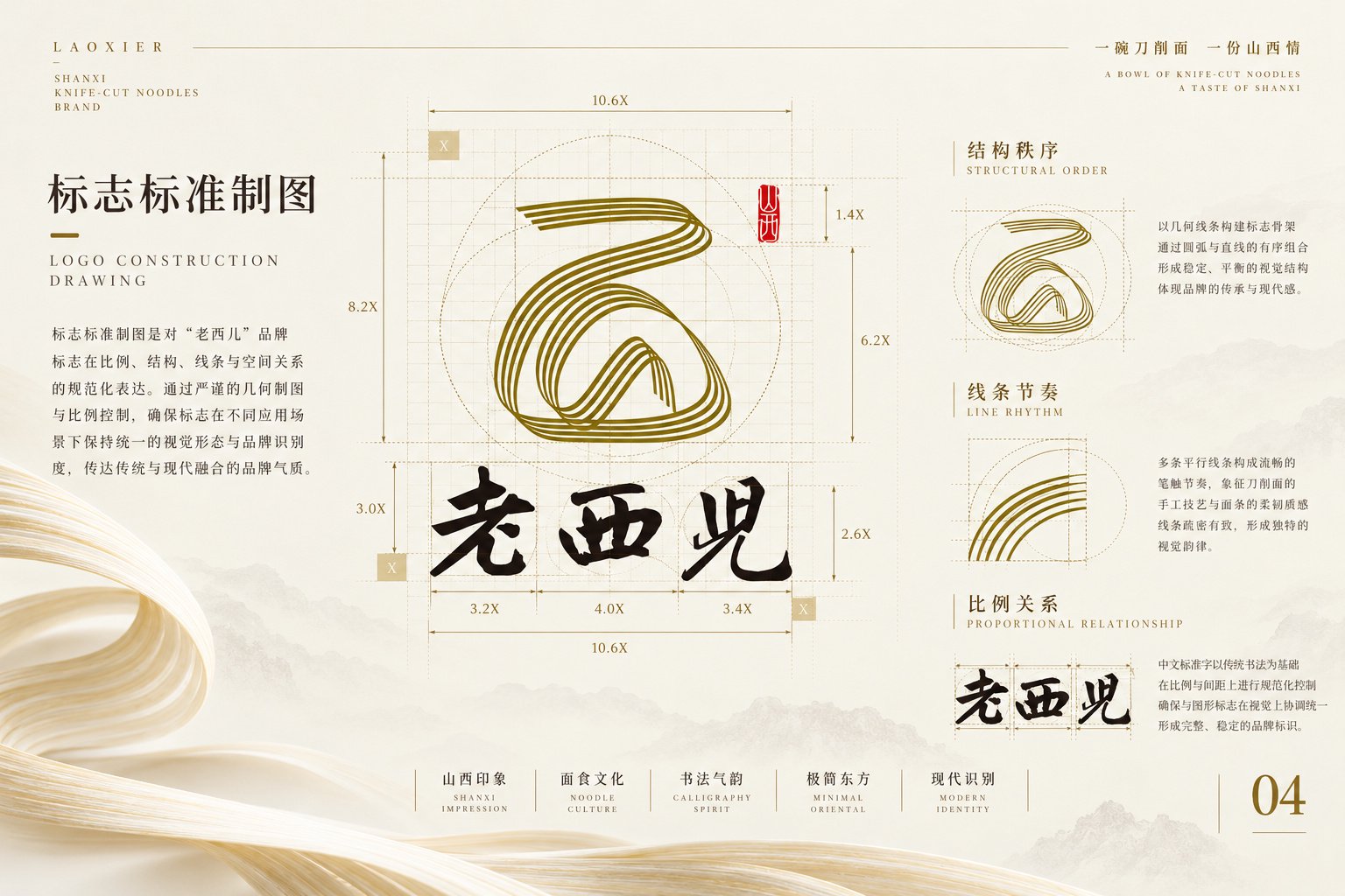 老西儿面馆Logo标准制图与品牌标志比例规范