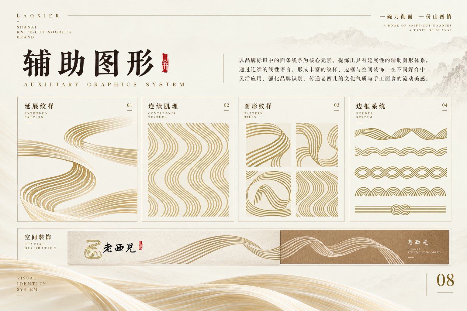老西儿面馆VI辅助图形系统与品牌延展纹样设计