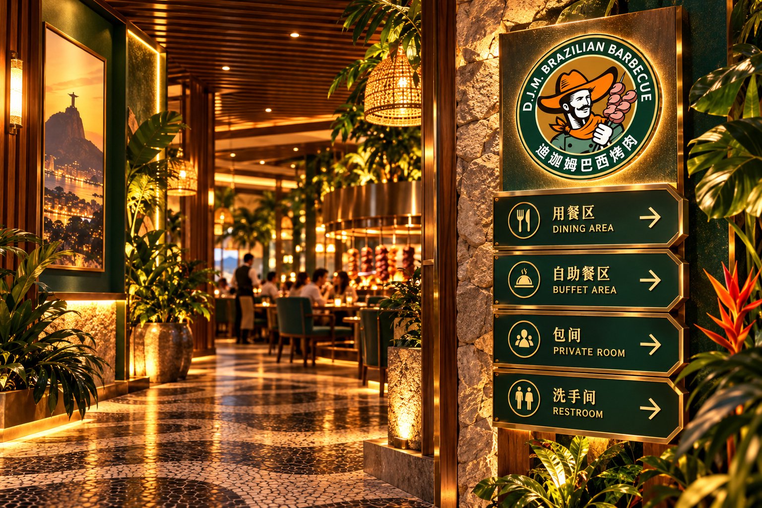 迪迦姆巴西烤肉门店空间导视与标识系统设计