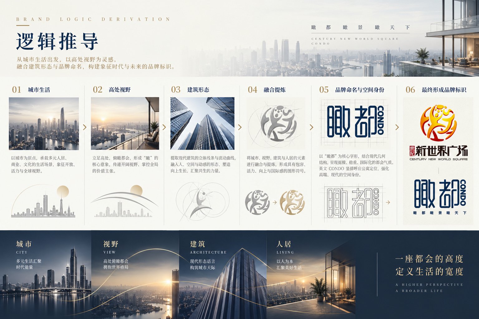 瞰都公寓地产VI设计道路旗帜与景观展示应用