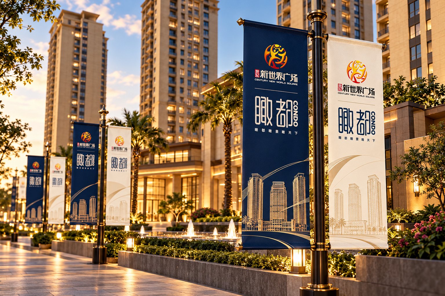 瞰都公寓地产项目户外导视标识与景观环境应用