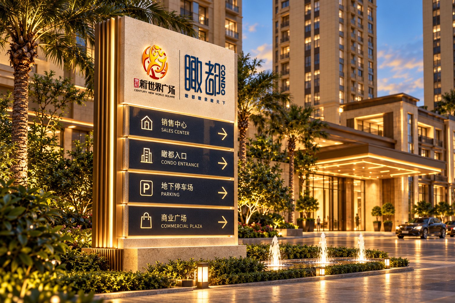 瞰都公寓地产项目户外导视标识与景观环境应用